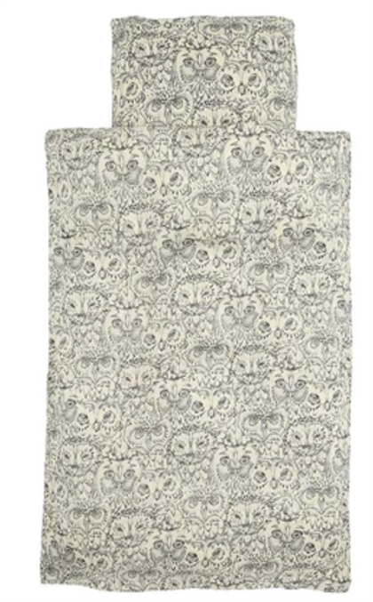 Soft Gallery Sengetøj SGBed Linen Junior - Cream, AOP Owl